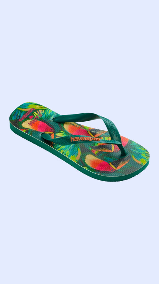 HAVAIANAS FARM RIO PINK TOUCAN TOP FLIP FLOPS
