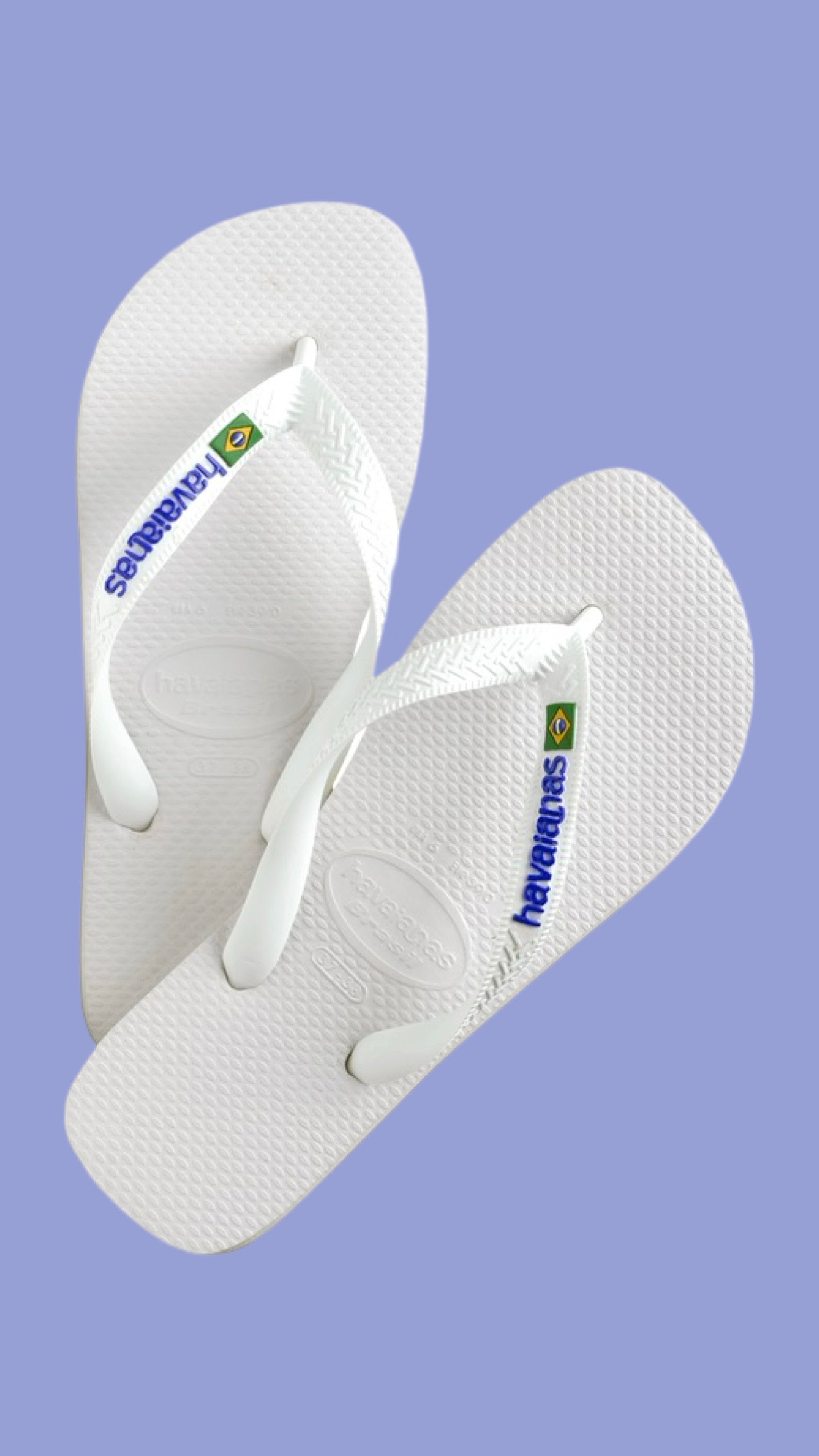 HAVAIANAS WHITE BRAZIL LOGO FLIP FLOPS