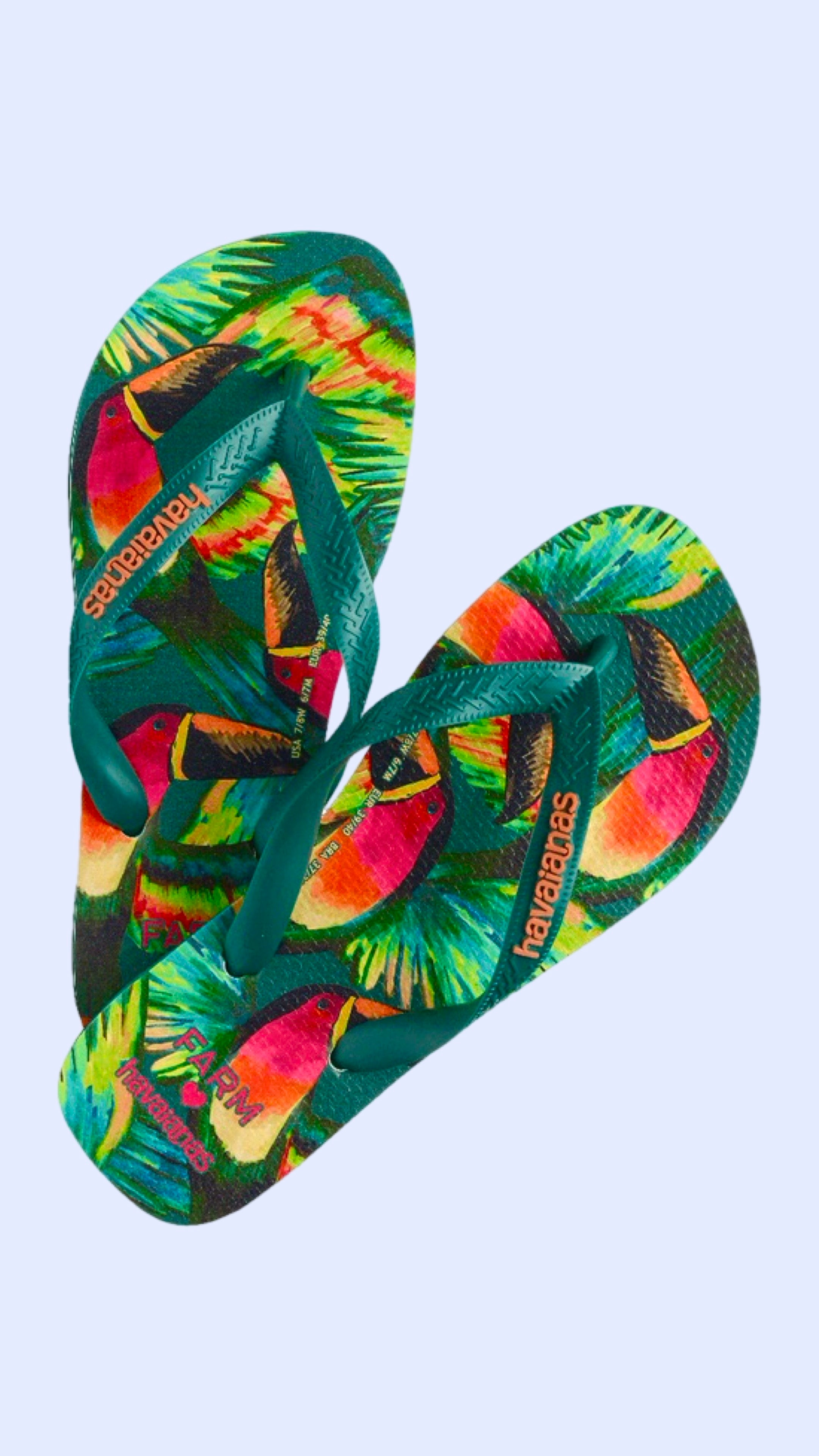 HAVAIANAS FARM RIO PINK TOUCAN TOP FLIP FLOPS